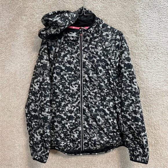 Tommy Hilfiger Sport women's windbreaker Large black /grey digital camo‎ jacket - Picture 1 of 13